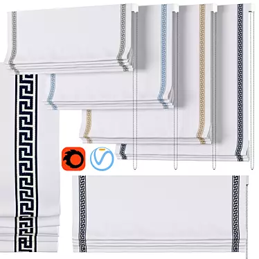 Custom Greek Key Flat Roman Curtains 3D model image 1 