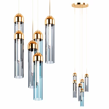 Elegant Glass Pendant Chandelier 3D model image 1 