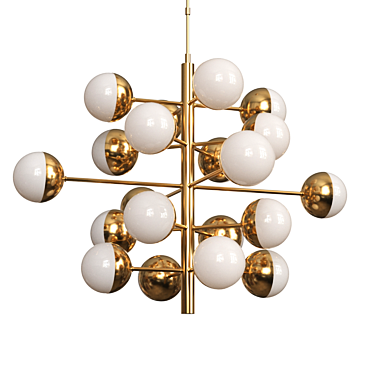 Sleek 20 Globe Chandelier | MidCentury Modern 3D model image 1 