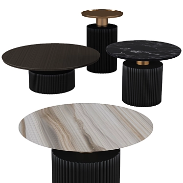 Elegant Marble Coffee Table Set 3D model image 1 