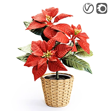 FEJKA Christmas Star: Lifelike Artificial Plant for Home or Outdoor Use 3D model image 1 