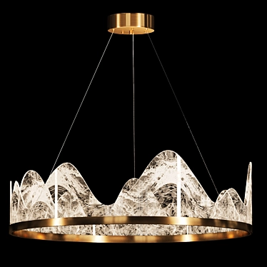 Regal Embossed Brass Chandelier 3D model image 1 