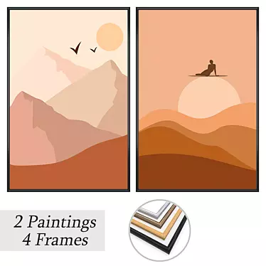 Elegant Art Set: Paintings & Frames 3D model image 1 