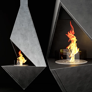 Sleek Metal Fireplace 3D model image 1 