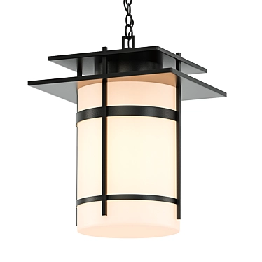 Sleek Outdoor Pendant: Banded 3D model image 1 