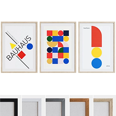 Modern Geometric Frame Set - Abstract Bauhaus Posters 3D model image 1 