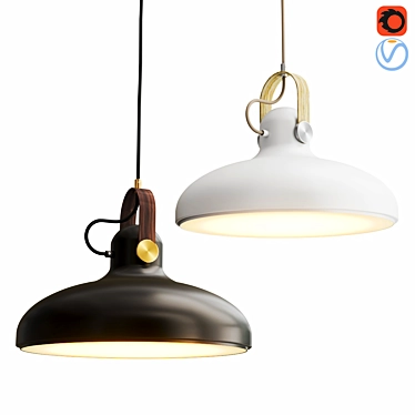 Carronade Large Pendant: Exquisite Alu, Brass & Walnut 3D model image 1 