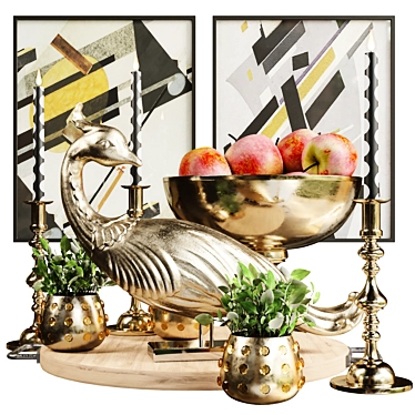 Title: Golden Peacock Decor Set 3D model image 1 