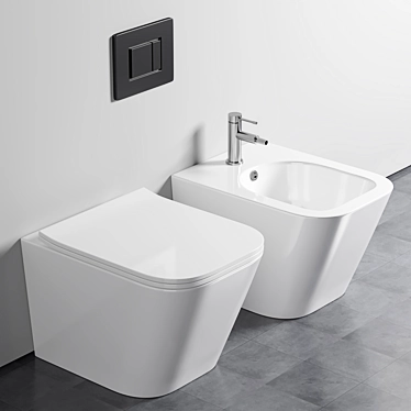 Ceramica Nova Metric Rimless CN3007: Sleek Wall-Mounted Toilet 3D model image 1 