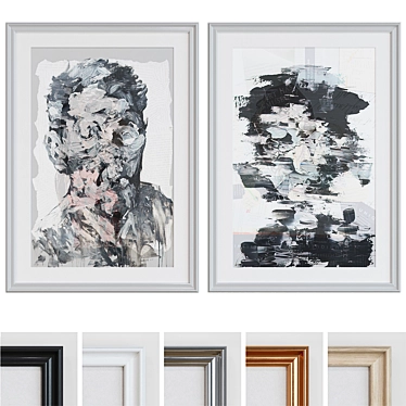 Modern Frame Set with Abstract Portraits 3D model image 1 