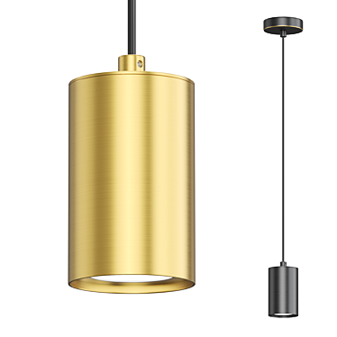 Modern Metal Cylinder Pendant Lamp 3D model image 1 