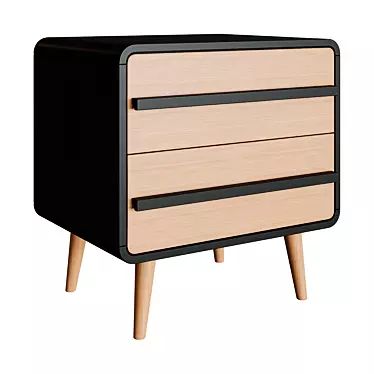 Sleek Sapelo Bedside Cabinet 3D model image 1 