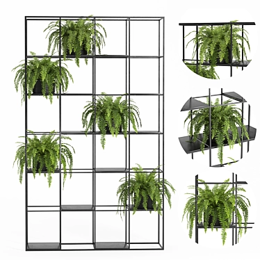 Tall Metal Indoor Plant Display 3D model image 1 