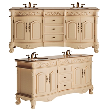 Svetlana 72" Double Sink Vanity: Antique White Elegance 3D model image 1 