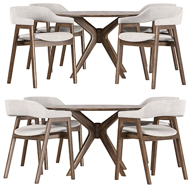 Sleek Dining Set: Savis Chair & Conan Round Table 3D model image 1 