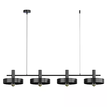 Sleek Curve Black Pendant Light 3D model image 1 