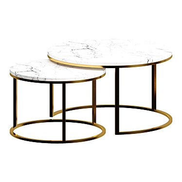 Nordic Luxe Coffee Table Set 3D model image 1 