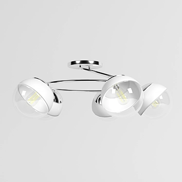 LUMION 5209/5C Ceiling Chandelier - Elegant Chrome and White Lighting 3D model image 1 