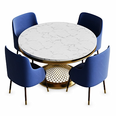 Golden Marble Dining Table 3D model image 1 