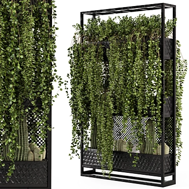 Modern Metal Stand with Hanging Indoor Plants 3D model image 1 