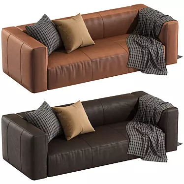 Elegant Mateo Leather Sofa 3D model image 1 