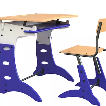 ErgoDesk: Ideal School Desk & Chair 3D model image 1 