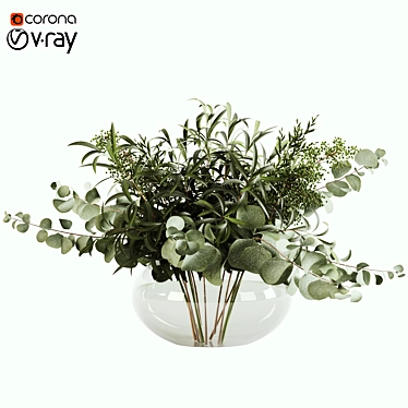 Elegant Bouquet Green 03 Floral Décor 3D model image 1 