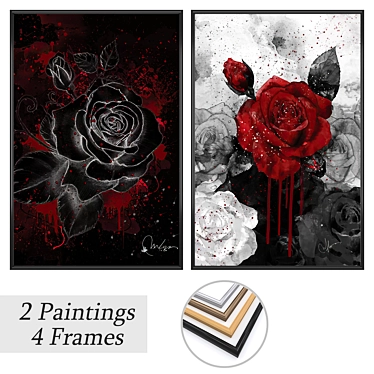 Elegant Art Set with Frames 3D model image 1 