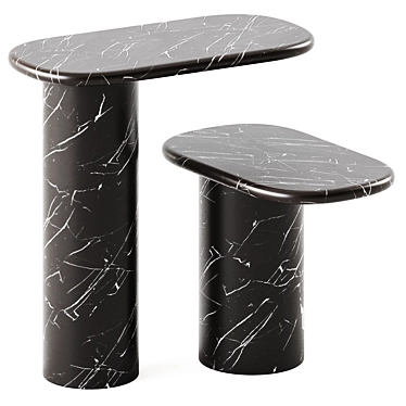 Sleek Nero Marquina Marble End Table 3D model image 1 
