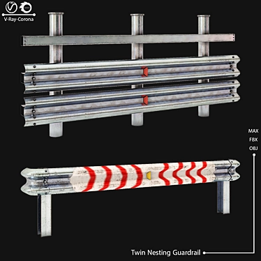 Space-Saving Twin Guardrail 3D model image 1 