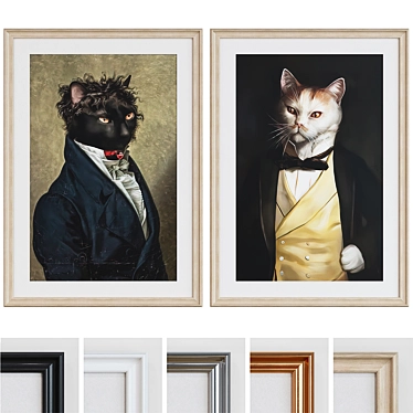 Cats Portrait Picture Frame Set 3D model image 1 