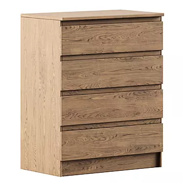 Sleek and Stylish Malm 4-Drawer Chest 3D model image 1 