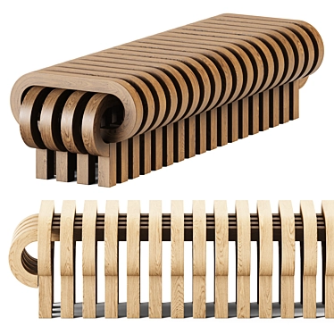 Elegant Wooden Bench - Tamga 3D model image 1 
