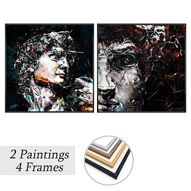 Elegant Paintings: Set of 2 with 4 Frame Options 3D model image 1 