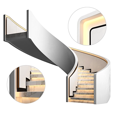 Sleek Gypsum Spiral Staircase 3D model image 1 