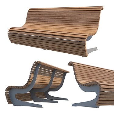 Sleek Park Bench with 12K Polygons 3D model image 1 