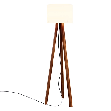 Sleek Wood Tripod Floor Lamp 3D model image 1 