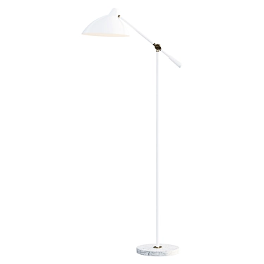 Elegant Mid-Century Marble Floor Lamp 3D model image 1 