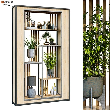 Green Vertical Interior Partition Set 3D model image 1 