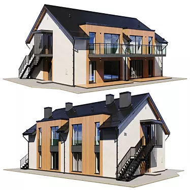 Modern Cottage V3: High-Quality 3D Model 3D model image 1 