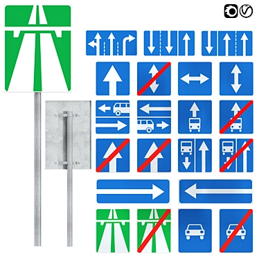 Multilingual Info Signs Set 3D model image 1 