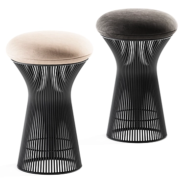 Sleek Silver Stool: Platner 3D model image 1 