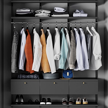 Versatile Wall-mounted Clothing Storage 3D model image 1 