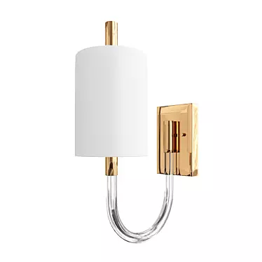 Vintage Brass Wall Sconce with Acrylic Neck 3D model image 1 
