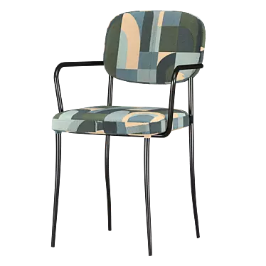 Elegant Beige Upholstered Armchair 3D model image 1 