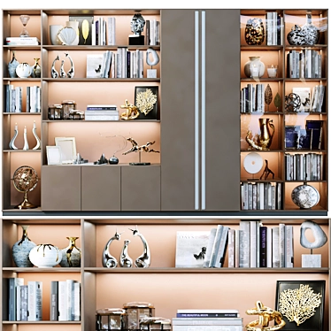 Versatile Decor Wardrobe: Books, Vase, Sculpture 3D model image 1 