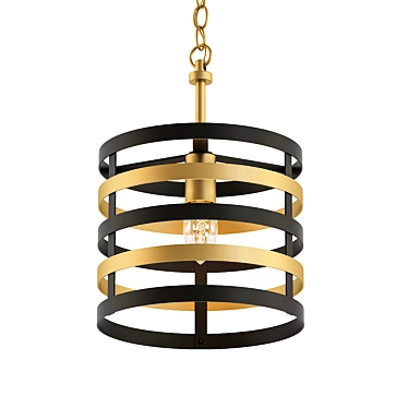 Elegant Gold Stripes Chandelier 3D model image 1 