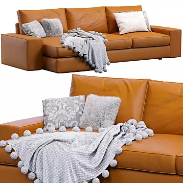 Sleek Leather Kivik Sofa 3D model image 1 