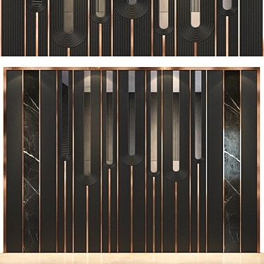 Elegant Wood Mirror Panel 3D model image 1 