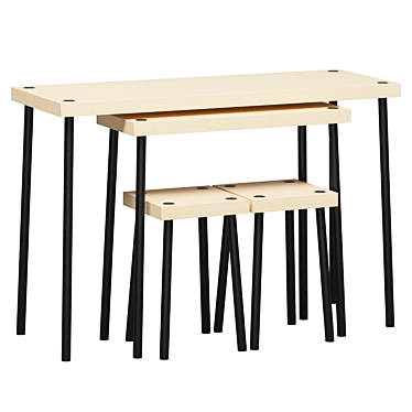 Modular table with chairs 3D model image 1 